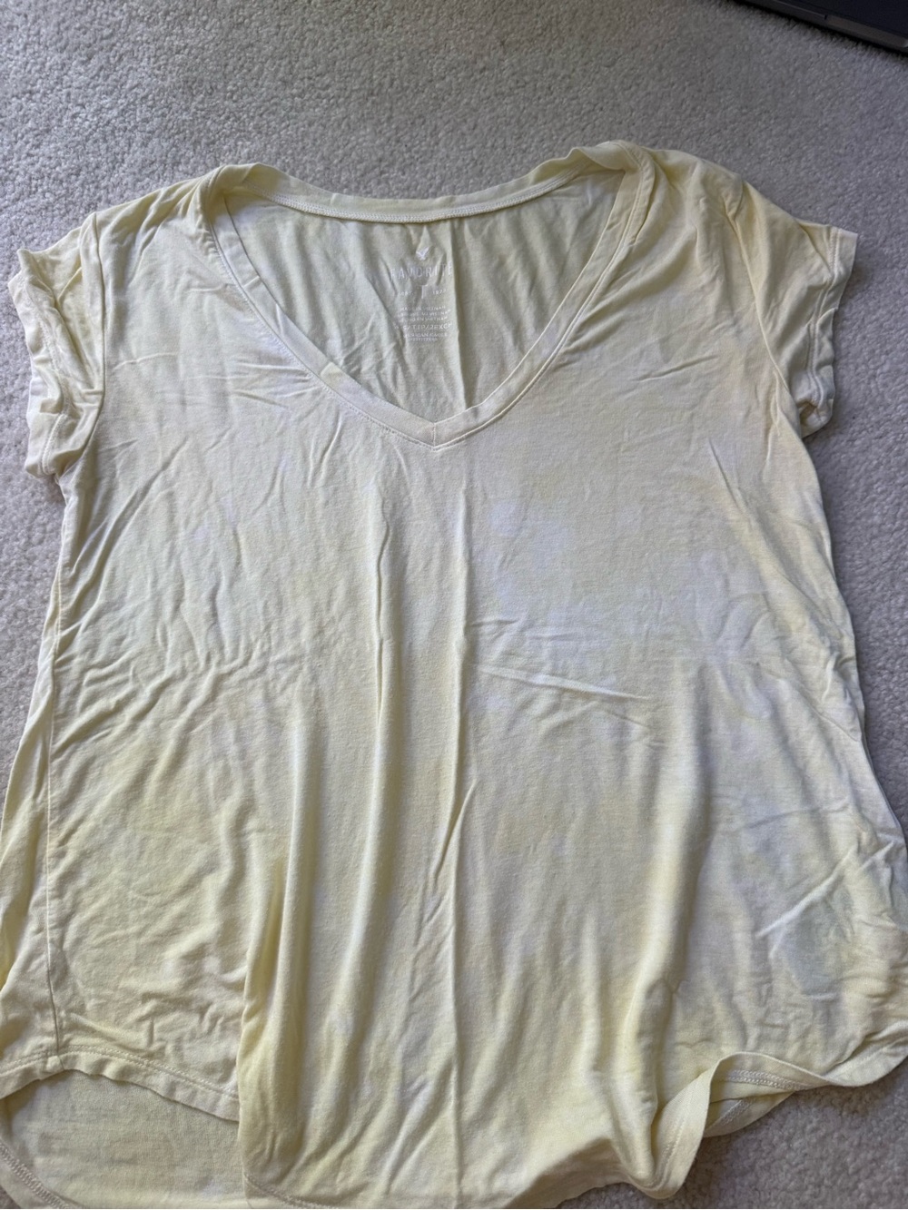 American Eagle Outfitters Pale Yellow V-Neck Tee
